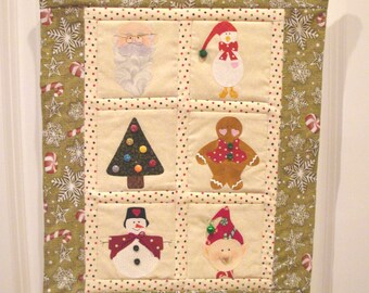 Sweet 6 Patch Christmas Quilt Wallhanging Decoration Santa Elf Gingerbread Man Snowman Tree Decorations Goose