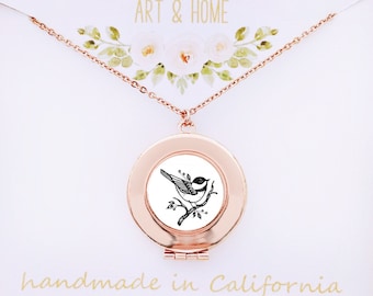 Bird Locket / Bird Necklace / Bird Lover / Bird Memorial Locket / Chickadee Necklace / Chickadee Art / Locket Necklace / Bird Photo Locket