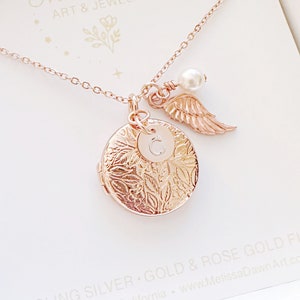 Locket Necklace / Memorial Locket / Angel Wing Locket / Photo Locket / Custom Locket / Flower Locket / Locket With Photo / Angel Locket