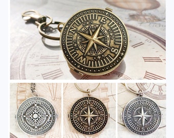Keychain Locket / Locket Keychain / Mens Locket / Compass Keychain / Photo Locket / Compass Necklace / Grandpa Dad Gift / Compass Locket