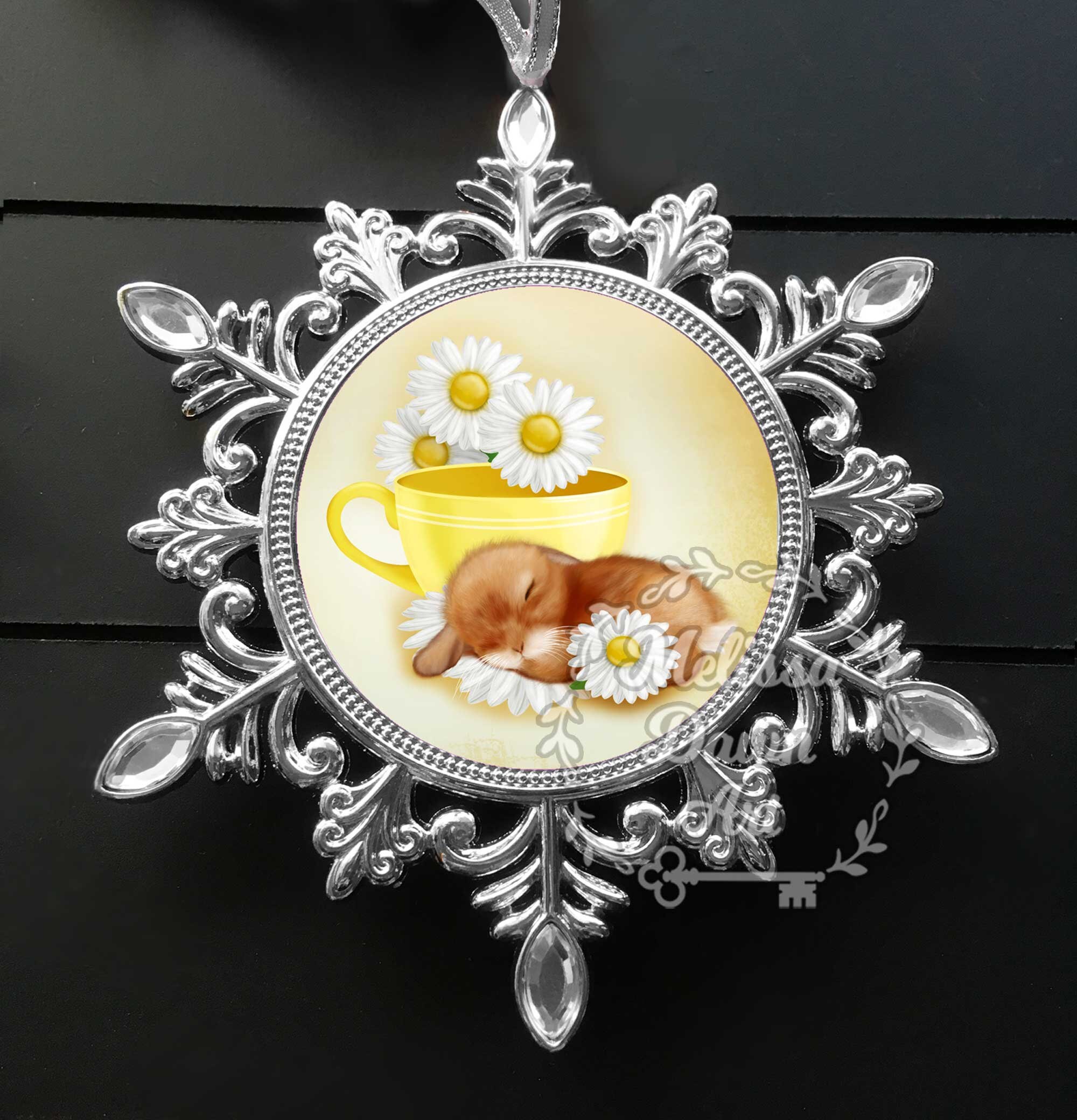 Aangepast konijnenornament / theeornament / hangornament / kerstornament / aangepast konijnornament / kamille theehaas / hangoor konijn