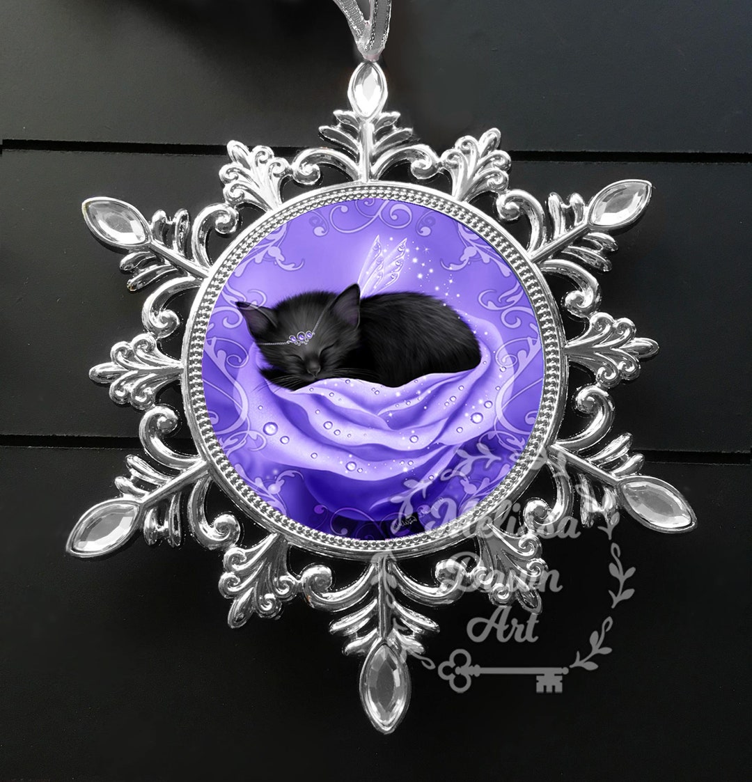 Christmas Ornament Purple Ornament Cat Christmas Ornament - Main Image