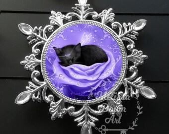 Weihnachtsornament / Lila Ornament / Katze Ornament / Kätzchen Ornament / Royal Daydreams / Prinzessin Katze / Schneeflocken Ornament