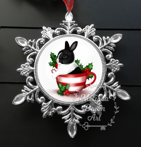 Holländischer Hase Ornament / Schwarz Weißer Hase / Holländischer Hase / Kaninchen  Ornament / Personalisiertes Häschen Ornament - .de