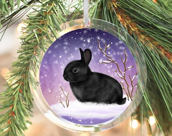Black Rabbit Ornament / Bunny Ornament / Bunny Lover Gift / Bunny Gift / Black Bunny Ornament / Bunny Christmas Ornament / Bunny Custom Name