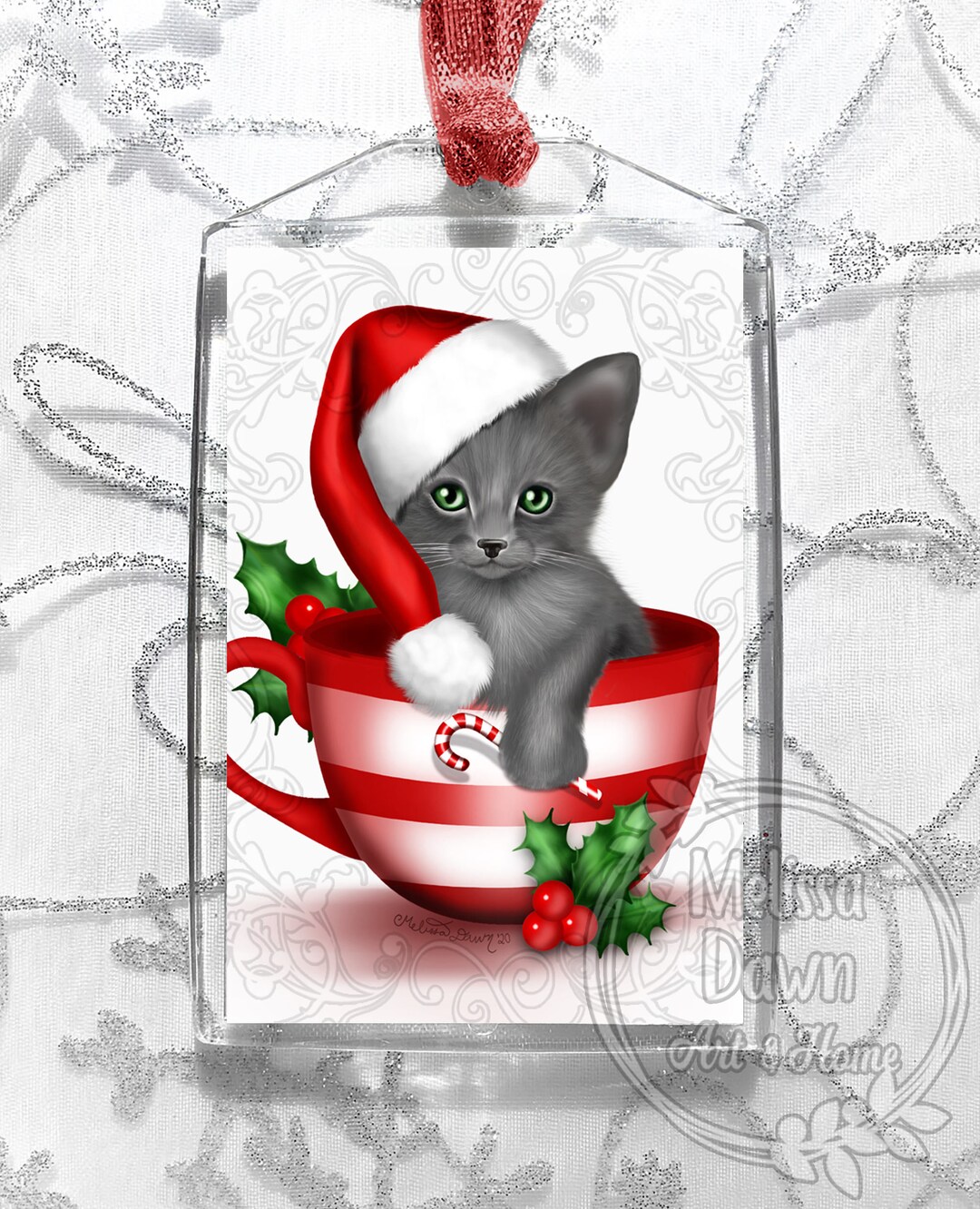 Grey Cat Ornament / Custom Cat Ornament / Cat Christmas Etsy UK