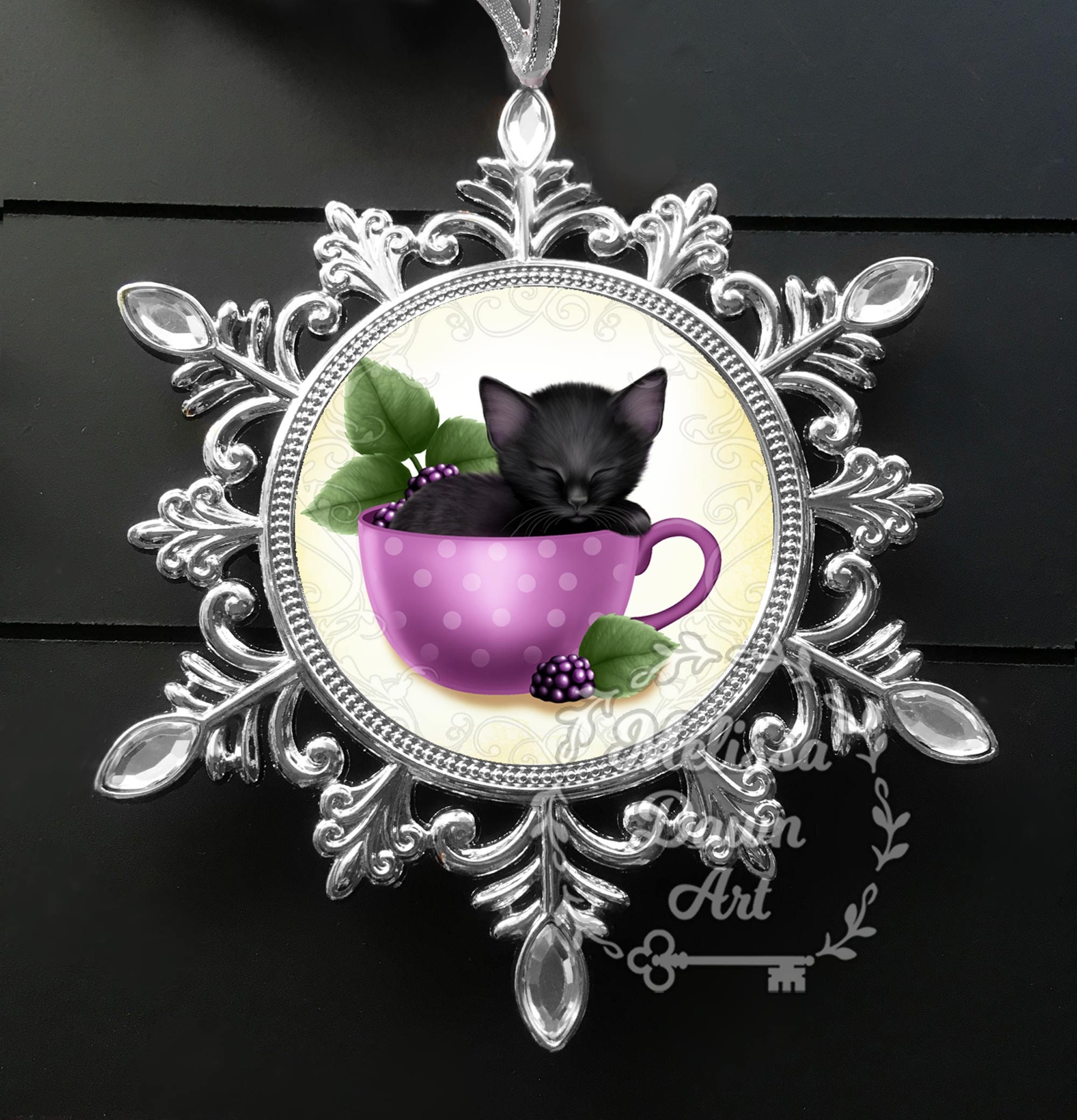 Black Cat Ornament / Personalized Cat Ornament / Cat Ornament Etsy
