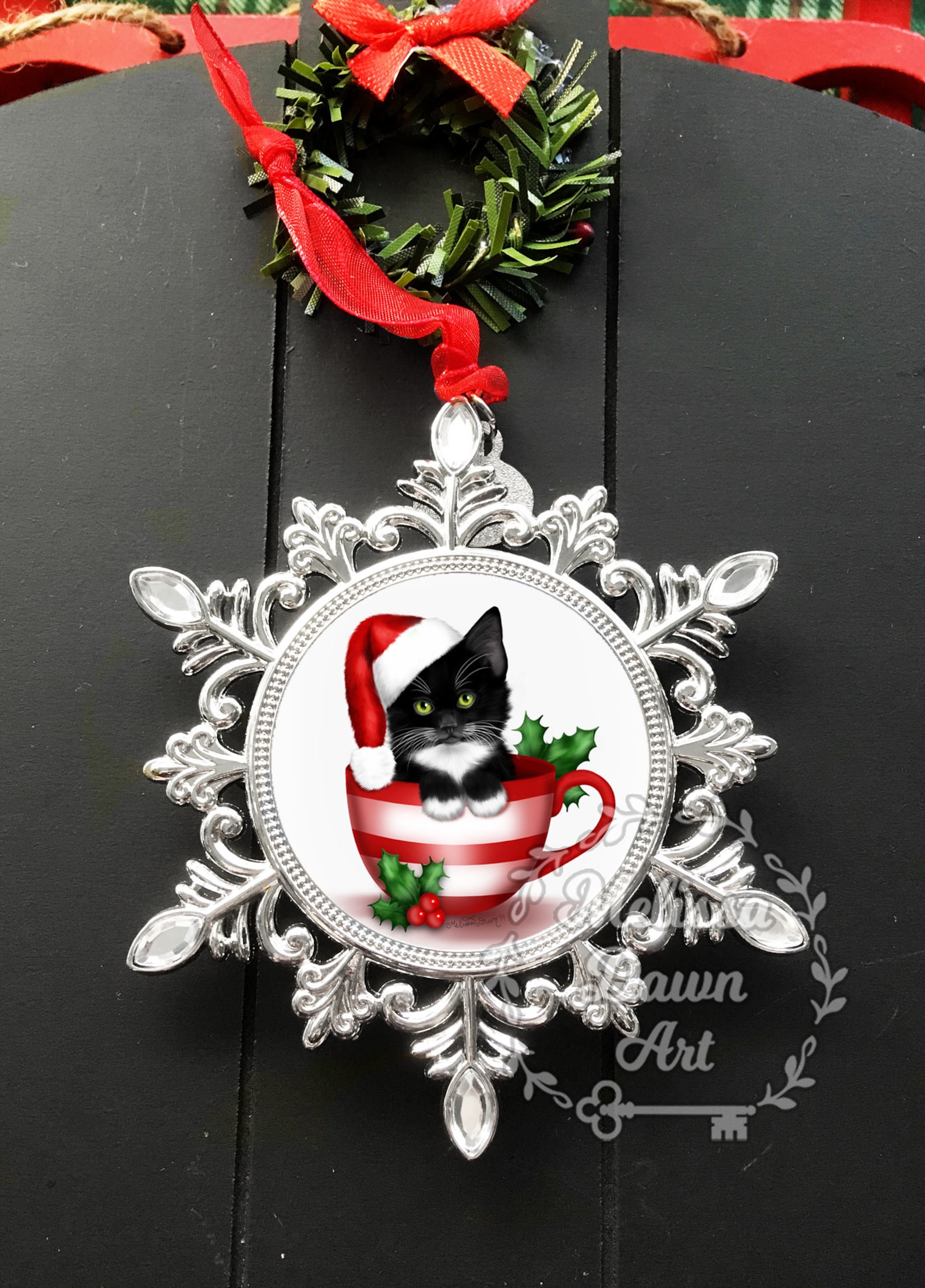 Tuxedo Cat Ornament / Personalized Cat Ornament / Cat Ornament Etsy