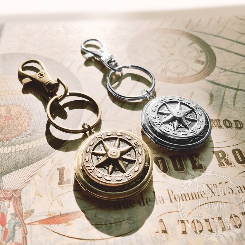 Keychain Locket / Locket Keychain / Mens Locket / Compass Etsy