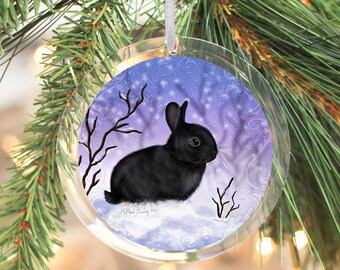 Bunny Ornament / Rabbit Ornament / Bunny Lover Gift / Bunny Gift / Black Bunny Ornament / Bunny Christmas Ornament / Custom Bunny Ornament