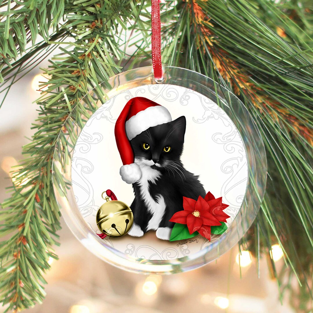 Santa Cat // Tuxedo Cat Ornament // Cat Lover Gift // Cat Ornament ...