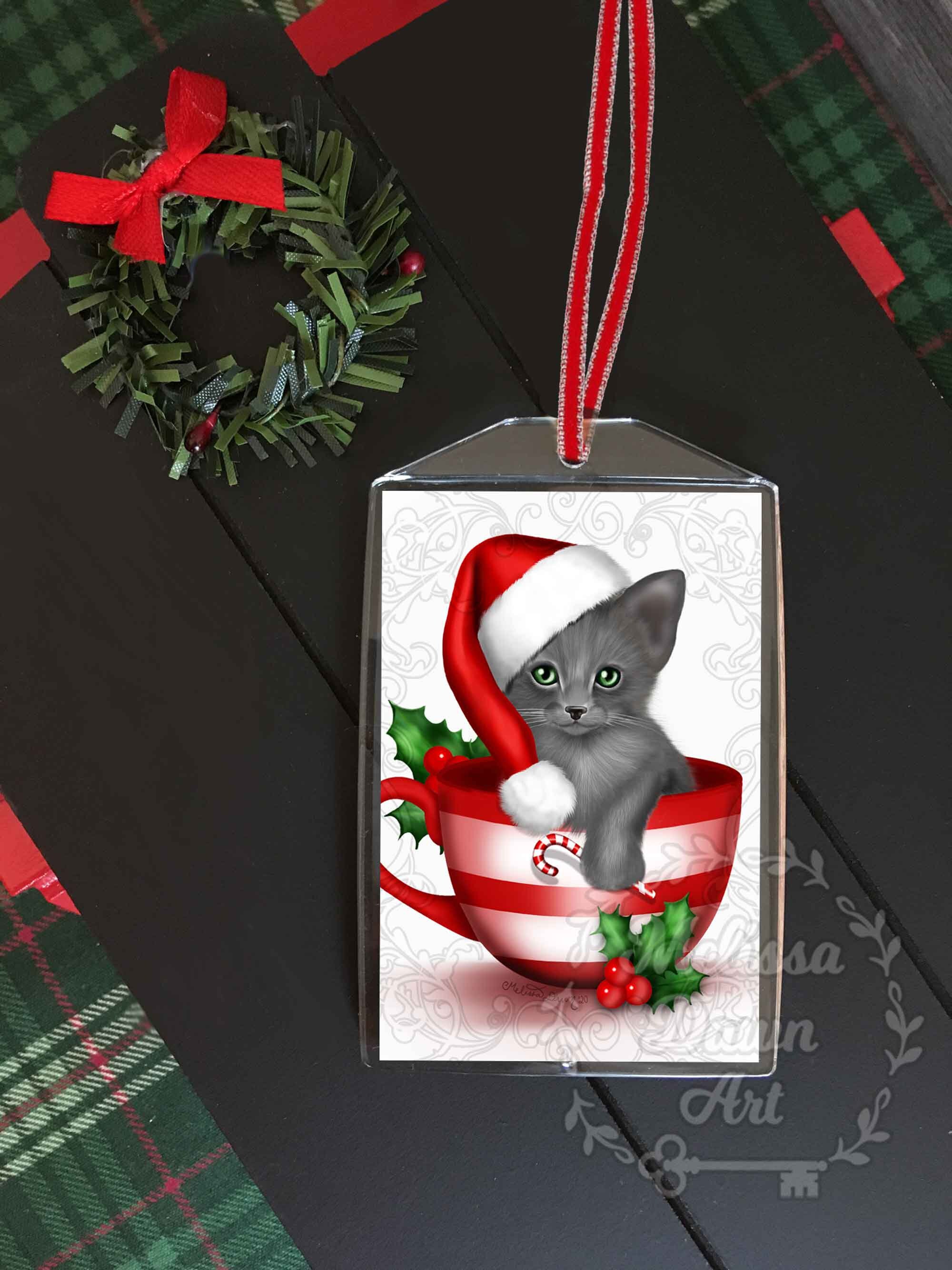 Grey Cat Ornament / Custom Cat Ornament / Cat Christmas Etsy UK