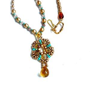 Boho Bead Pendant Necklace: Handmade Czech Glass Jewelry