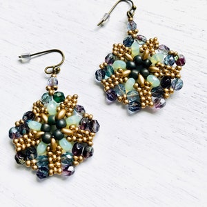 Boho Drop Bead Earrings for Women, Artisan Crafted Dangle Earrings, Czech Glass Dangle Earrings, Gift for Her Earrings.