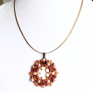 Handmade Beaded Mandala Pendant Necklace: Boho Glass Seed Beads