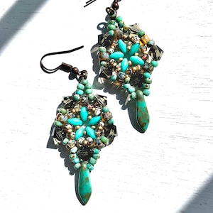 Czech Bead Drop Earrings: Handmade Boho Statement Jewelry