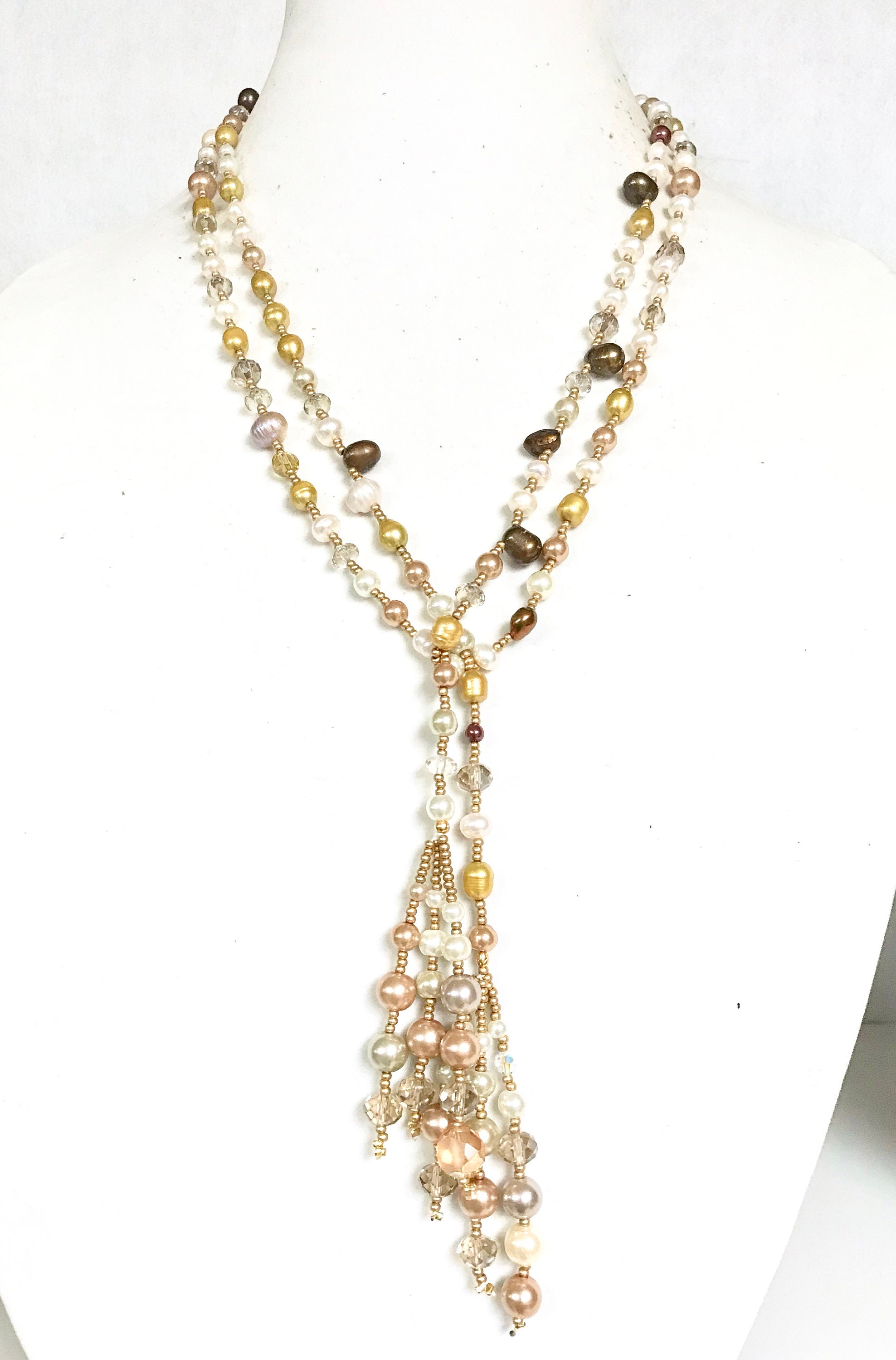 Long Lariat Pearl Necklace for Women/Long Lariat Pearl Necklace