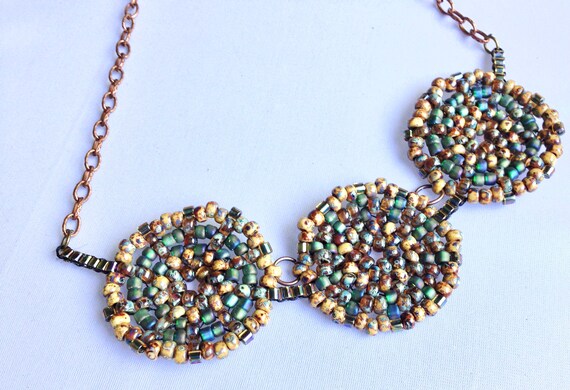 Gift for Her Necklace Boho One of a Kind Mandala Pendant Necklace SALE Handmade Beaded Pendant Necklace Leather necklace