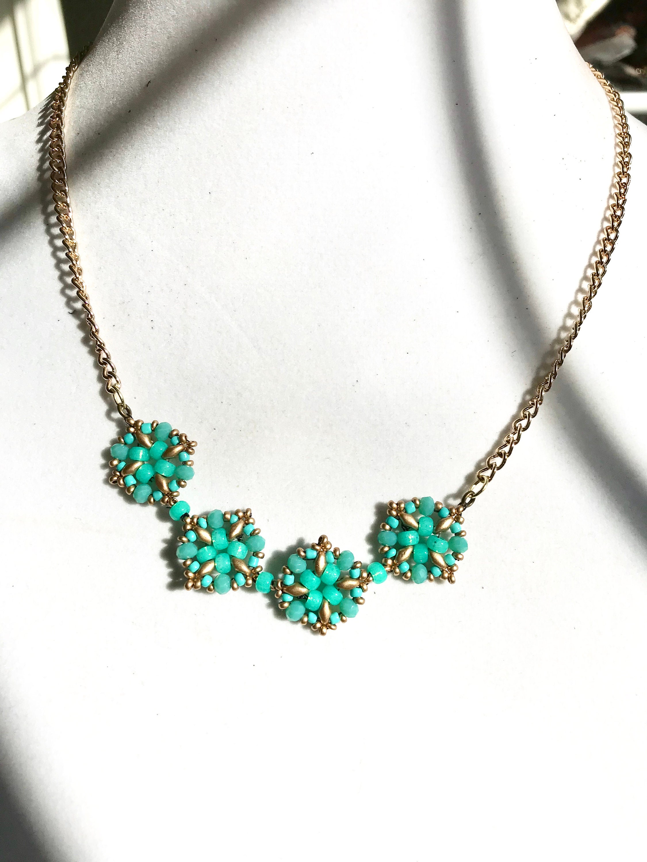 Blue Turquoise Jewelry Set, Boho Necklace Earring Set, Handmade One of ...