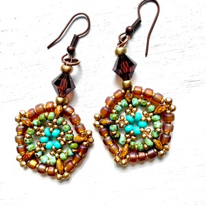 Boho Czech Glass Drop Earrings: Artisan Copper Dangle