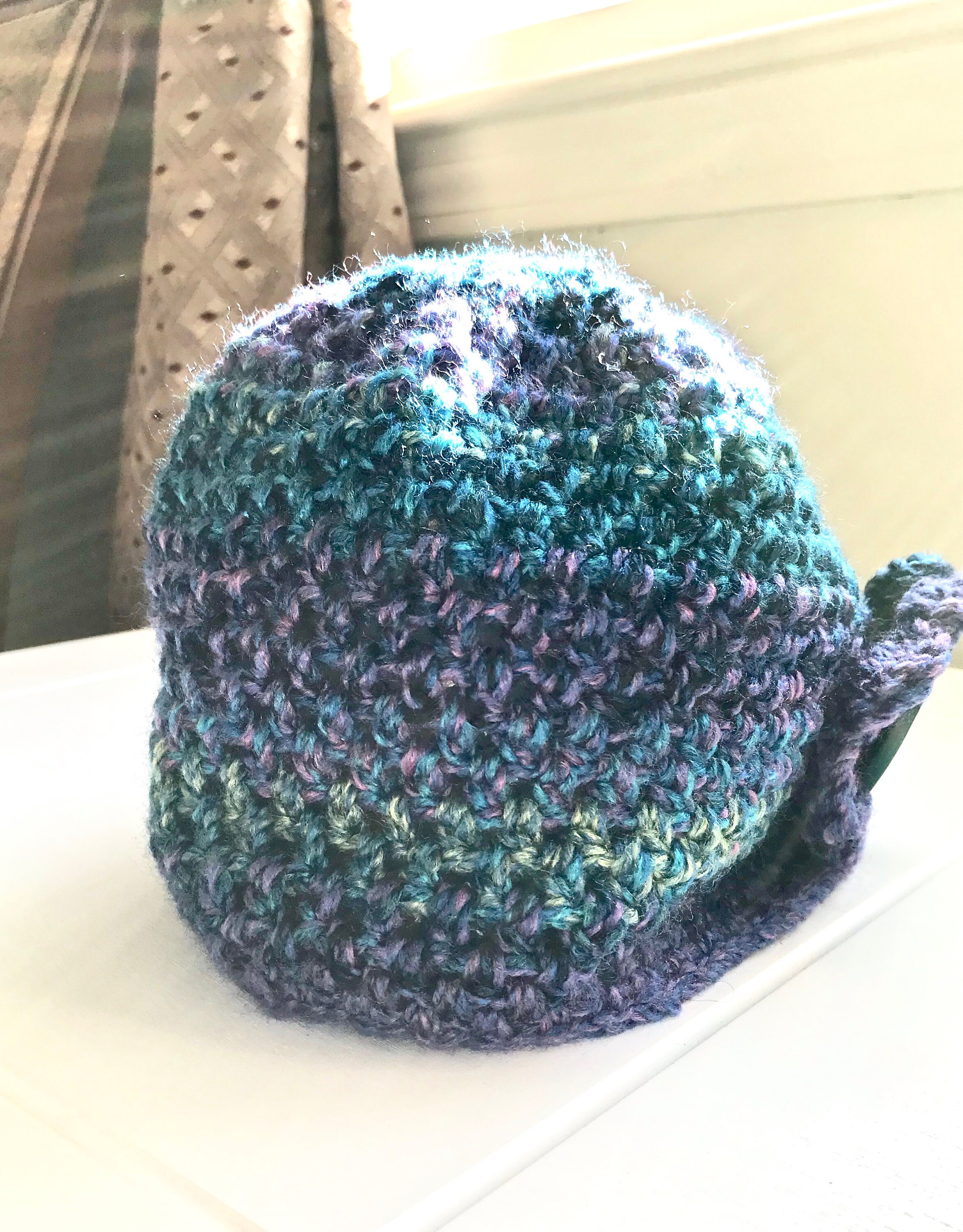 Women\'s Beautiful Style Crochet Purple Flower Brim Knit Winter Warm Hat Cap Blue Purple Crochet Flower Hat: Winter Wool Blend Beanie - Etsy main image 3