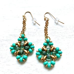 Czech Glass Drop Earrings: Earthy Bronze Dangle Earrings