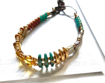Handmade Bohemian Beaded Bracelet: Czech Glass, Boho Chic