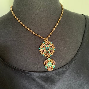 Boho Mandala Pendant Necklace: Czech Glass Bead Handmade Jewelry
