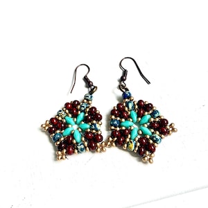 Boho Czech Glass Bead Drop Earrings: Handmade Dangle Jewelry
