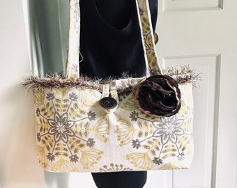 Bolso de tela de hombro para mujer, bolso de mano, bolso de mujer, bolso floral, bolso hecho a mano, regalo para ella