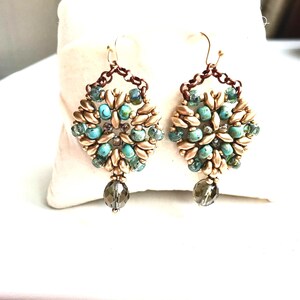 Boho Chic Drop Bead Earrings for Women, Earthy Artisan Crafted Dangle Earrings, Czech Glass Dangle Earrings, Gift for Her Earrings.
