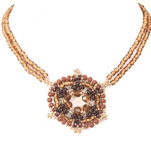 Handmade Mandala Pendant Necklace: Czech Glass Beaded Jewelry