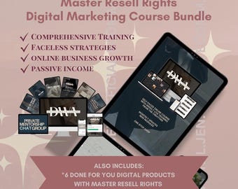 Master Resell Rights Digital Marketing Course Bundle, Comprehensive Training, Faceless Strategies, Online Business Growth, Passive Income