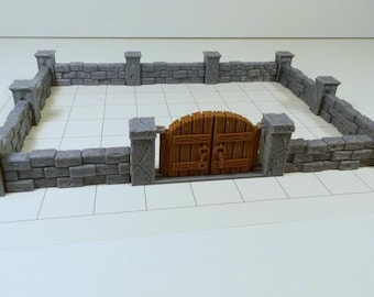 Modular Graveyard Walls and Gates for D&D | Gothic Tabletop Terrain | Pathfinder RPG Scenery