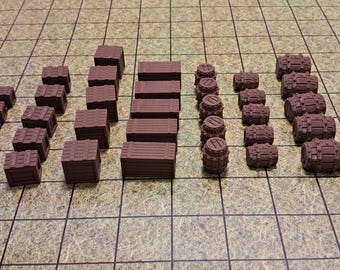 D&D Scatter Terrain Crates, Barrels, Kegs | Tabletop RPG Miniature Props