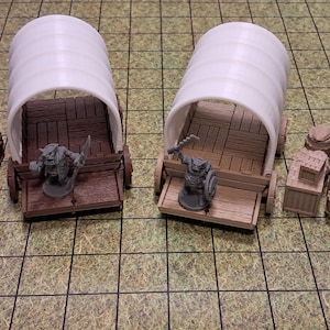 3D Printed Wagon Terrain with Cargo – D&D Tabletop RPG Scenery, Rolling Wheels, Fantasy Travel Prop