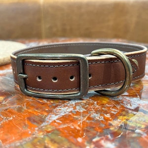 Stylish Brown Leather Dog Collar - Premium Italian Leather, Adjustable Fit, Handmade Leather Dog Collar, Made in USA