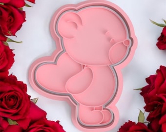Teddy with Heart cookie stamp and cutter