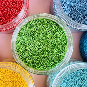 Green nonpareils shimmer sprinkles