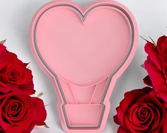 Heart Air balloon cookie stamp and cutter
