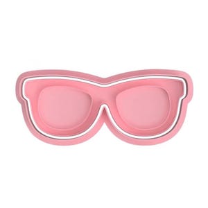 Peut inclure: Emporte-pièce en forme de lunettes de soleil en plastique rose.