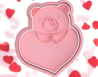 Teddy with Heart cookie stamp and cutter