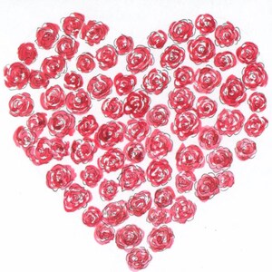 Tarjeta de felicitación impresa, tarjeta 'Con amor', Día de San Valentín, Impresión de obra de arte original de rosas rojas, Impresión de acuarela y tinta de rosas rojas