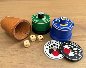 Schockbesteck personalisiert | 3D Druck Schocken Set | Trinkspiel Geschenk Männer | Würfelspiel | JGA Stammtisch