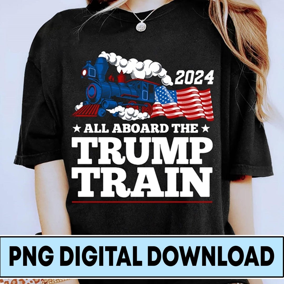 Bandera De Mástil ‘All Aboard The Trump Train’ – 12x18 Pulgadas – Poliéster 100D – Multicolor