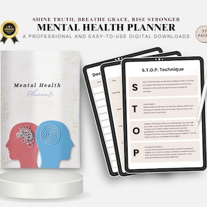 Mental Health Planner: Daily Wellness, Self-Care Tracker (Digital Download)