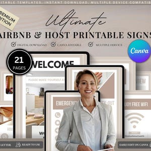 Airbnb Welcome Signs: House Rules, Guest Room Decor (Printable PDF Download)