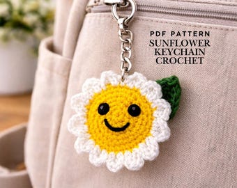 Sunflower Keychain Crochet PDF Tutorial | Amigurumi Flower Instant Download