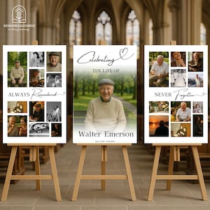 Funeral Photo Collage Poster Template: Celebration of Life (Instant Download)