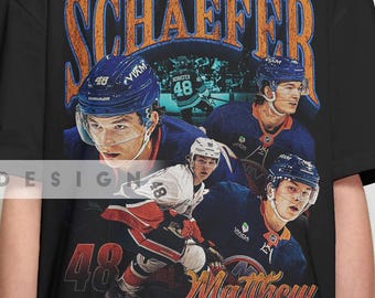 Camiseta de hockey personalizada de Matthew Schaefer: Diseño retro vintage de los 90, camiseta de hockey para regalo AU81